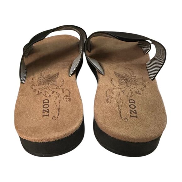 Izod Women's Alyssa Sandals Slides Slip-on Black Size 9 - Picture 4 of 8